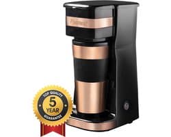 Bestron Koffiezetapparaat filterkoffie 750W - ACM112CO - 0,42L, 2 grote koppen - Thermosbeker - Koper - 5 jaar garantie - WK