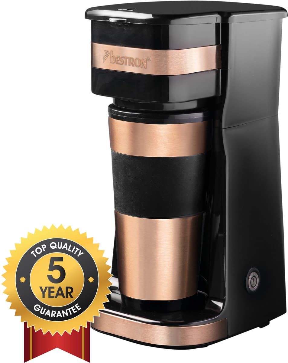 Bestron Koffiezetapparaat filterkoffie 750W - ACM112CO - 0,42L, 2 grote koppen - Thermosbeker - Koper - 5 jaar garantie - WK — afbeelding 1