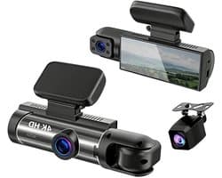 Dashcam Auto - Autocamera Rijcamera - Veiliger Rijden - Voor Achter en Interieur - Inclusief 64GB - Zwart