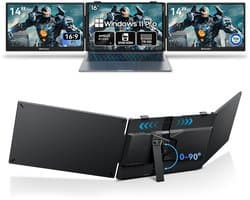 Blackview GamiBook 8 - Gaming Laptop 16" Full HD, AMD Ryzen 7 7735HS, 32GB RAM, 1TB SSD, WiFi 6, Windows 11 Pro + DCM5 Draagbare Monitor 14" FHD, Extra Laptopscherm 13-17,3", Ultradun Opvouwbaar, 100W PD, USB-C, Plug & Play, Grijs