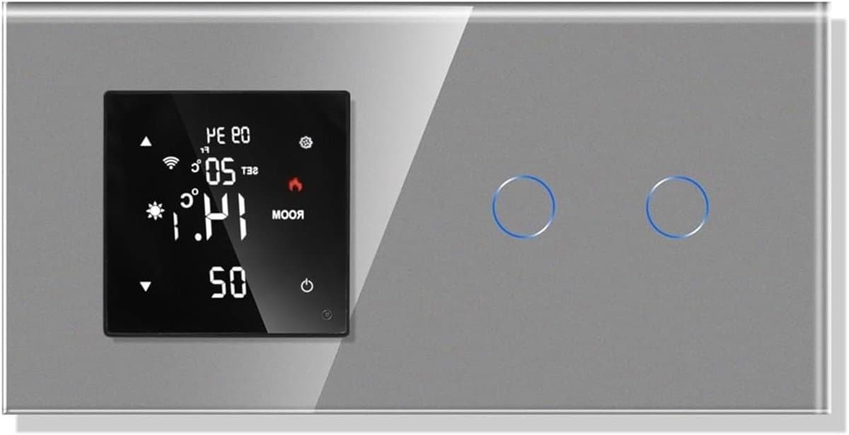 Slimme Thermostaat - Temperatuur Controller - Vloerverwarming Regelen - App Bediening - 2gang - Grijs — afbeelding 1