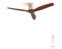 CREATE - Plafondventilator silent 100% hout 40W (Ø132cm) - Geen licht - Afstandsbediening - 6 snelheden - Programmeerbaar - WIND CALM NATURAL WOOD