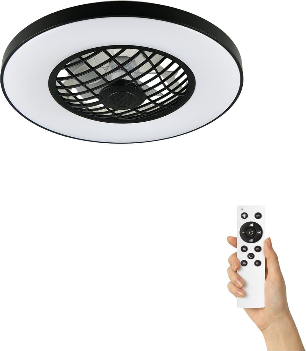 Fantiluxe - Halldor - Plafondventilator met verlichting - Zwart - Ø59cm - Afstandsbediening - Met lamp - Plafond ventilator - Slaapkamer — afbeelding 1