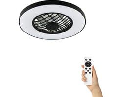 Fantiluxe - Halldor - Plafondventilator met verlichting - Zwart - Ø59cm - Afstandsbediening - Met lamp - Plafond ventilator - Slaapkamer