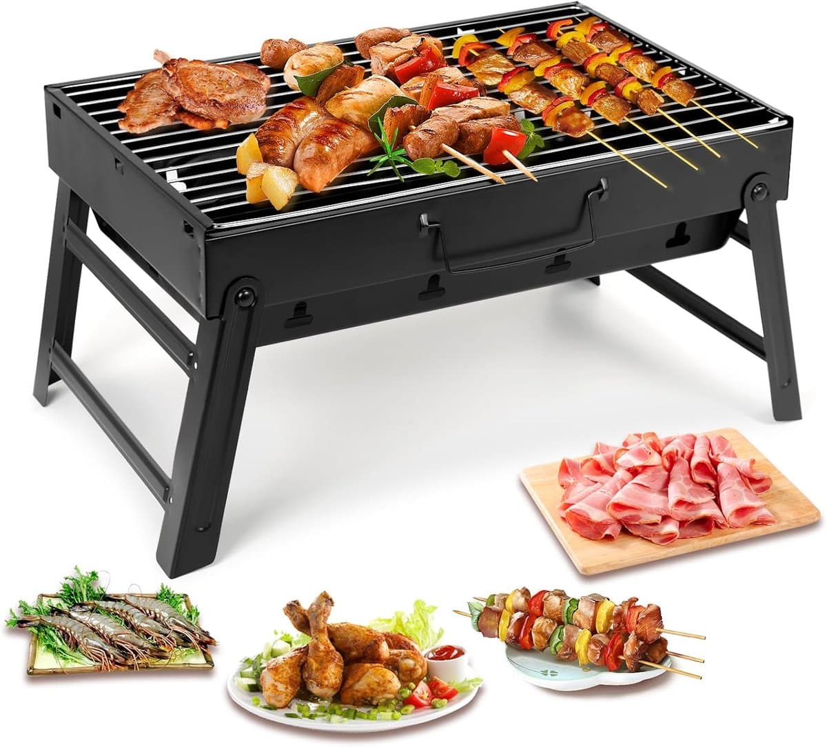 SMH LINE® Opvouwbaar Houtskoolbarbecue - Draagbaar Barbeque - Camping Grill - 43x29x22 (LxBxH) - Tafelbarbecues — afbeelding 1