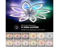 8 Bloem Plafondlamp RGB - Met Afstandsbediening - Dimbaar - 90 cm - Moderne Woonkamerlamp - Multifunctionele Plafoniere