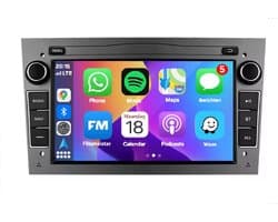 Autoradio 1/32GB met Carplay en Android auto | Geschikt voor Opel Astra H, Corsa D, Vectra C, Combo, Antara, Zafira, Meriva, Vivaro, Tigra 2001-2013 | Radio scherm met Navigatie | 2001 2002 2003 2004 2005 2006 2007 2008 2009 2010 2011 | Donker grijs