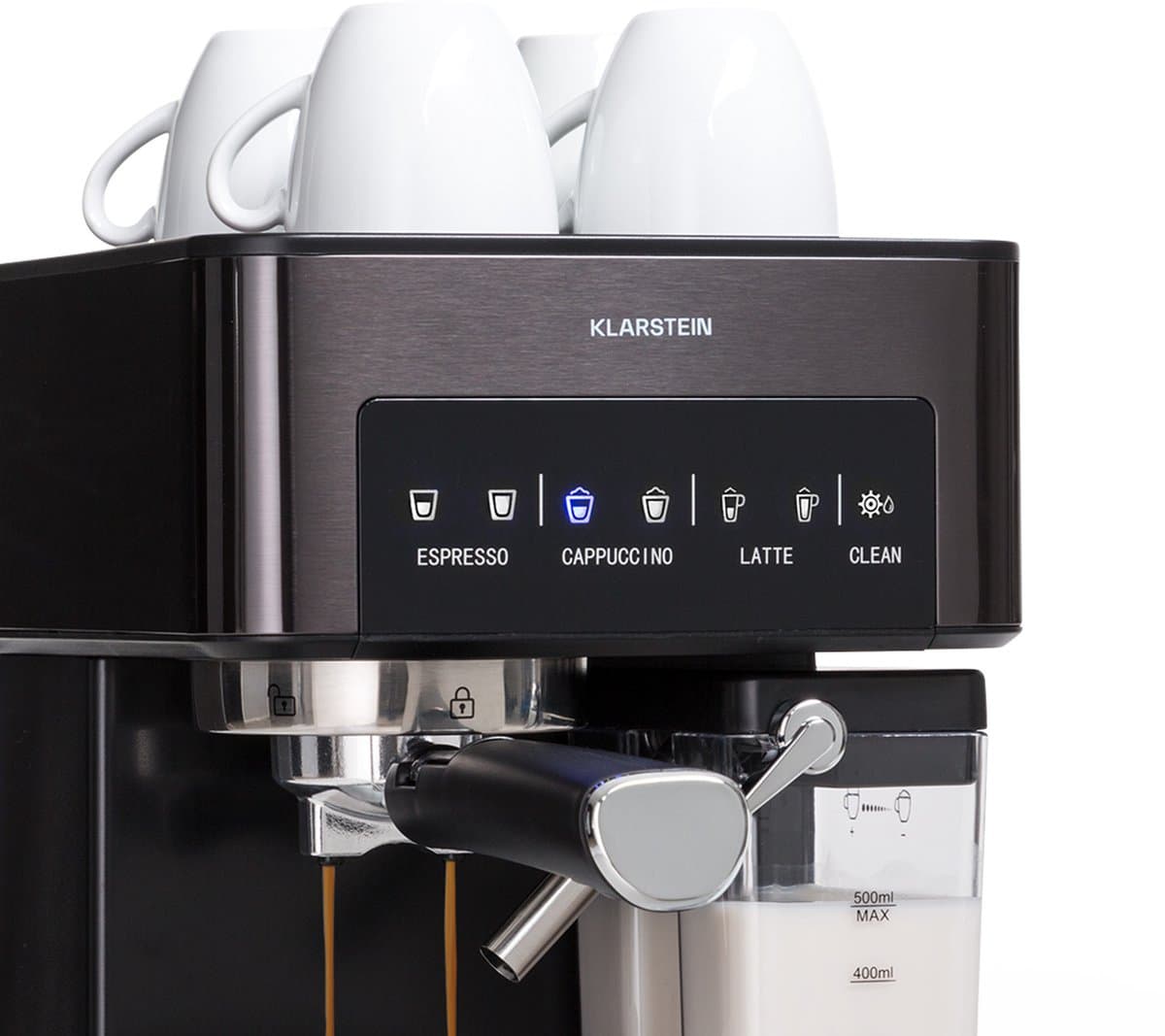 Klarstein Koffiemachine Arabica Comfort portafiltermachine 1350 watt 20 bar 1,8 liter touch control - Espressomachine - Stoompijpje LED - RVS - Coffee Machine Koffieautomaat — afbeelding 1
