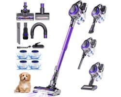 Elekiatech Steelstofzuiger Draadloos - 55000 Pa - 50Min Gebruikstijd - voor Huisdieren - 2,0L - Paars