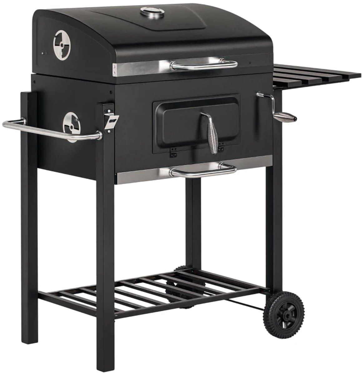Premie Houtskool Barbecue - Smoker Barbecue - Houtskoolgrill - met Deksel, Handgrepen, Thermometer, Wielen, Warmhoudrek, 2 Grillrooster - BBQ voor Kamperen, Buiten, Tuin - 113 x 65 x 108 cm - Zwart — afbeelding 1