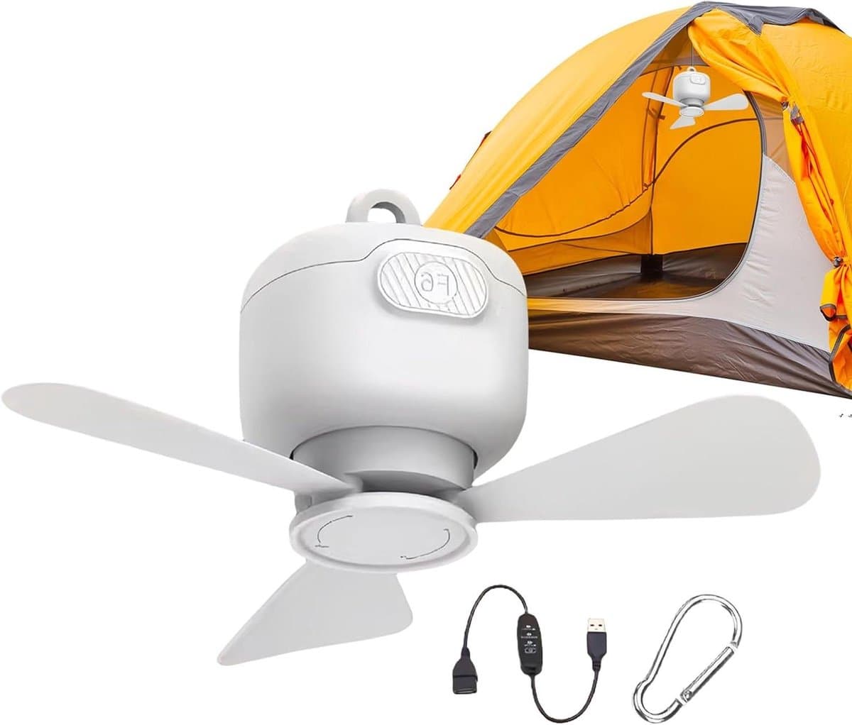 Tent Ventilator - Plafondventilator - Kamperen Buiten - Draadloze Afstandsbediening - 25x25x11.5 cm - Wit — afbeelding 1