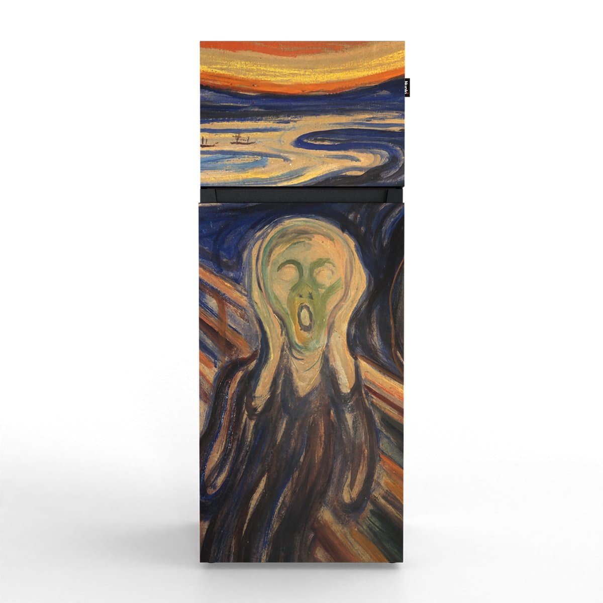 NUNKI MEDIUM-FMUN / Dubbel-Deurs Koelkast, E Klasse, 206l, Edvard Munch - De Schreeuw, Satin (FRONT only) — afbeelding 1