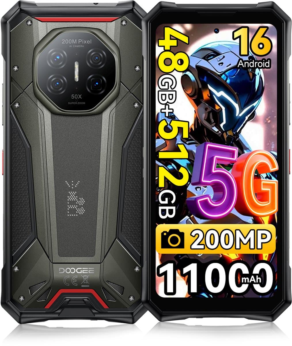 DOOGEE S300 PRO Robuuste smartphone 5G - 6.78 inch FHD+ 120Hz - 48GB RAM - 512GB ROM - 11000mAh 66W - Android 16 - 200MP+36MP Camera - Outdoor Smartphone IP68/IP69K - Dual Sim Telefoon - NFC GPS - Grijs — afbeelding 1
