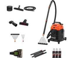 Kibani Nat/ Droogzuiger - Inclusief 3 flessen Reinigingsmiddel - Alleszuiger met Accessoires - met Sproeifunctie - 1600W - Tapijtreiniger - Inclusief Opzetstukken