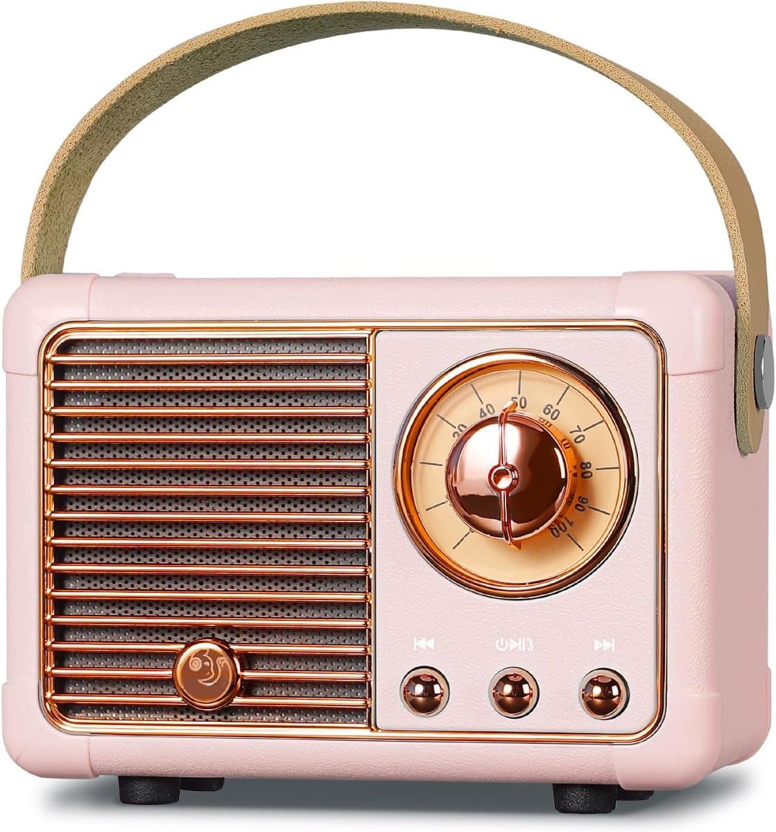 Retro Draagbare Bluetooth-Spreker, FM-Radio-Spreker met 3W Krachtige Spreker, Basmembraan, Handsfree Bellen, Vintage Zakspreker USB/TF Kaart/AUX Ondersteuning (Roze) — afbeelding 1