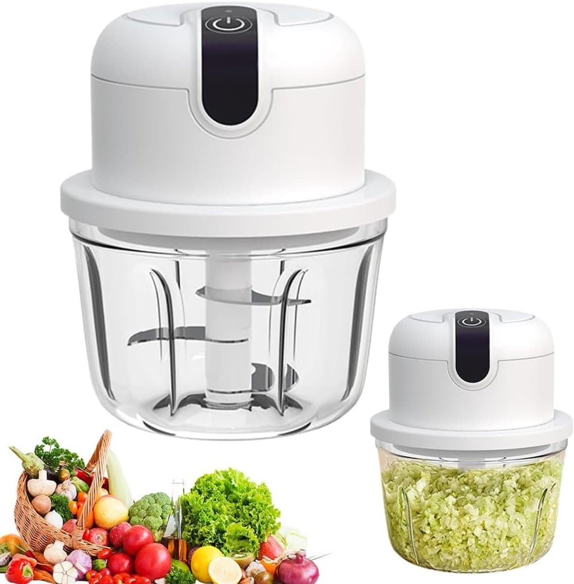 Elektrische mini-uienhakmolen - Elektrische keukenhakmolen 350 ml, USB-oplaadbaar, draadloos, kleine uienhakmolen, geschikt voor uien, fruit, noten, vlees, knoflook — afbeelding 1