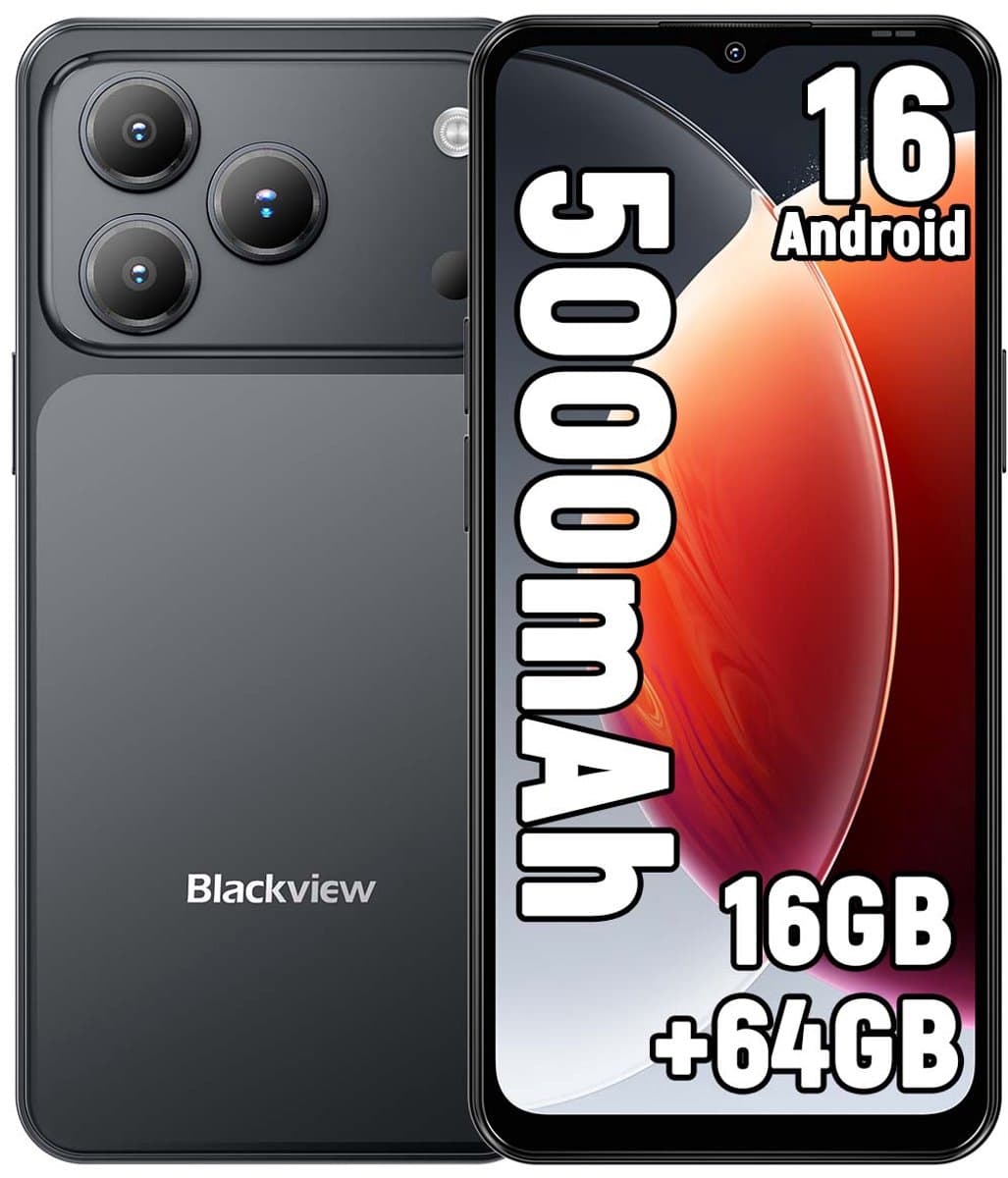 Blackview WAVE 7C Smartphone 4G - 16GB RAM - 64GB ROM - 6,56 inch - Android 16 Telefoon - 5000 mAh - Dual SIM - GPS - OTG - Zwart — afbeelding 1