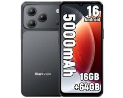 Blackview WAVE 7C Smartphone 4G - 16GB RAM - 64GB ROM - 6,56 inch - Android 16 Telefoon - 5000 mAh - Dual SIM - GPS - OTG - Zwart