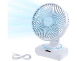 Zakventilator - Draagbare USB-bureauventilator - Ultrastille automatische oscillatie 120° - Krachtige oplaadbare batterij van 4000 mAh - Mini-bureauventilator - 4 snelheden - Kleine ventilator voor thuis, slaapkamer en buiten - Wit