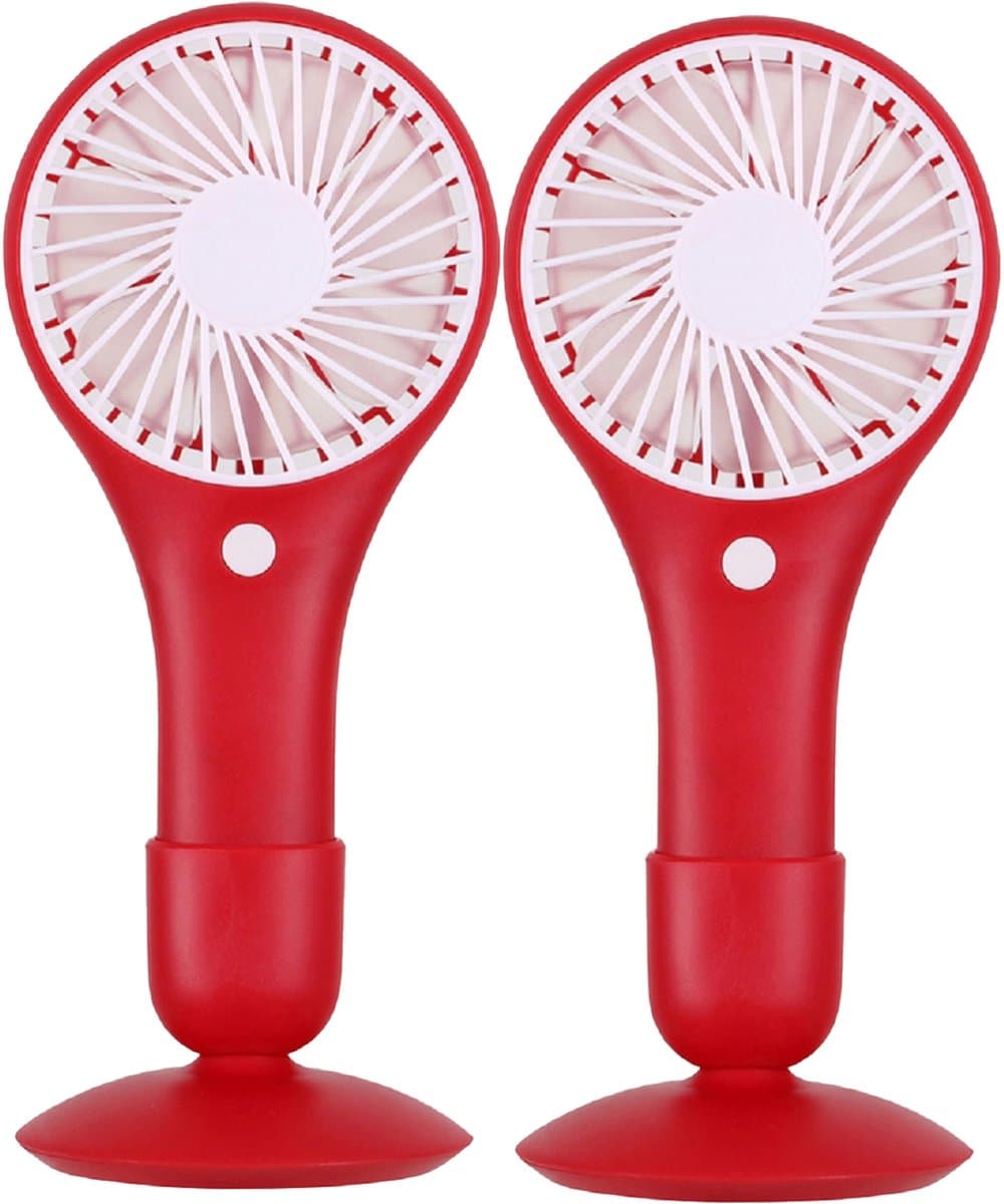 Urban Living draagbare USB ventilator - 2x - met standaard - rood - kunststof - 20 x 10 cm — afbeelding 1