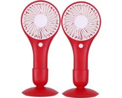 Urban Living draagbare USB ventilator - 2x - met standaard - rood - kunststof - 20 x 10 cm
