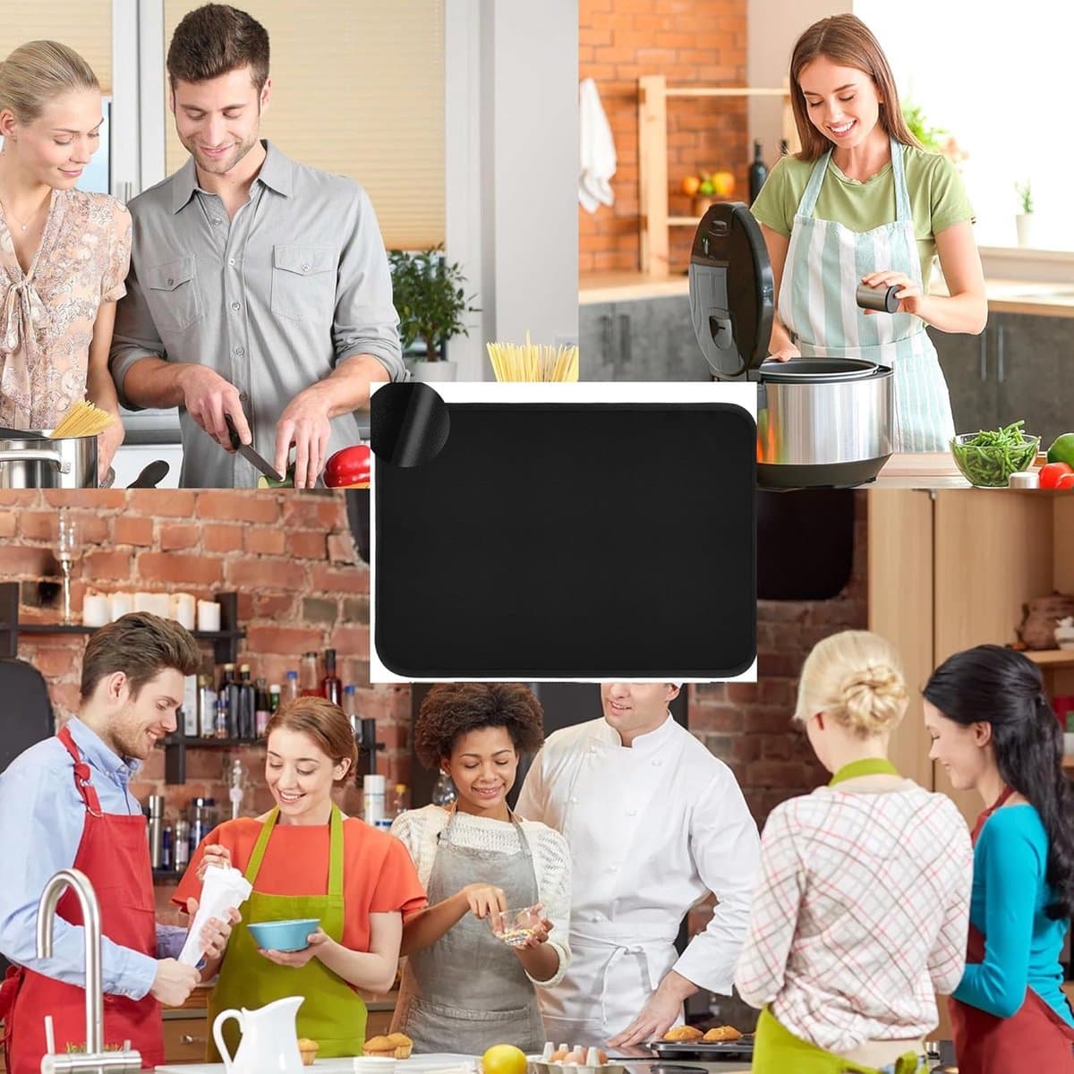 Candala Vuurvaste mat, 60 x 40 cm, mat voor friteuse, vuurvaste onderkant, voor koffiezetapparaat, brandbeveiliging, werkbladbescherming, antislip en waterdicht — afbeelding 1