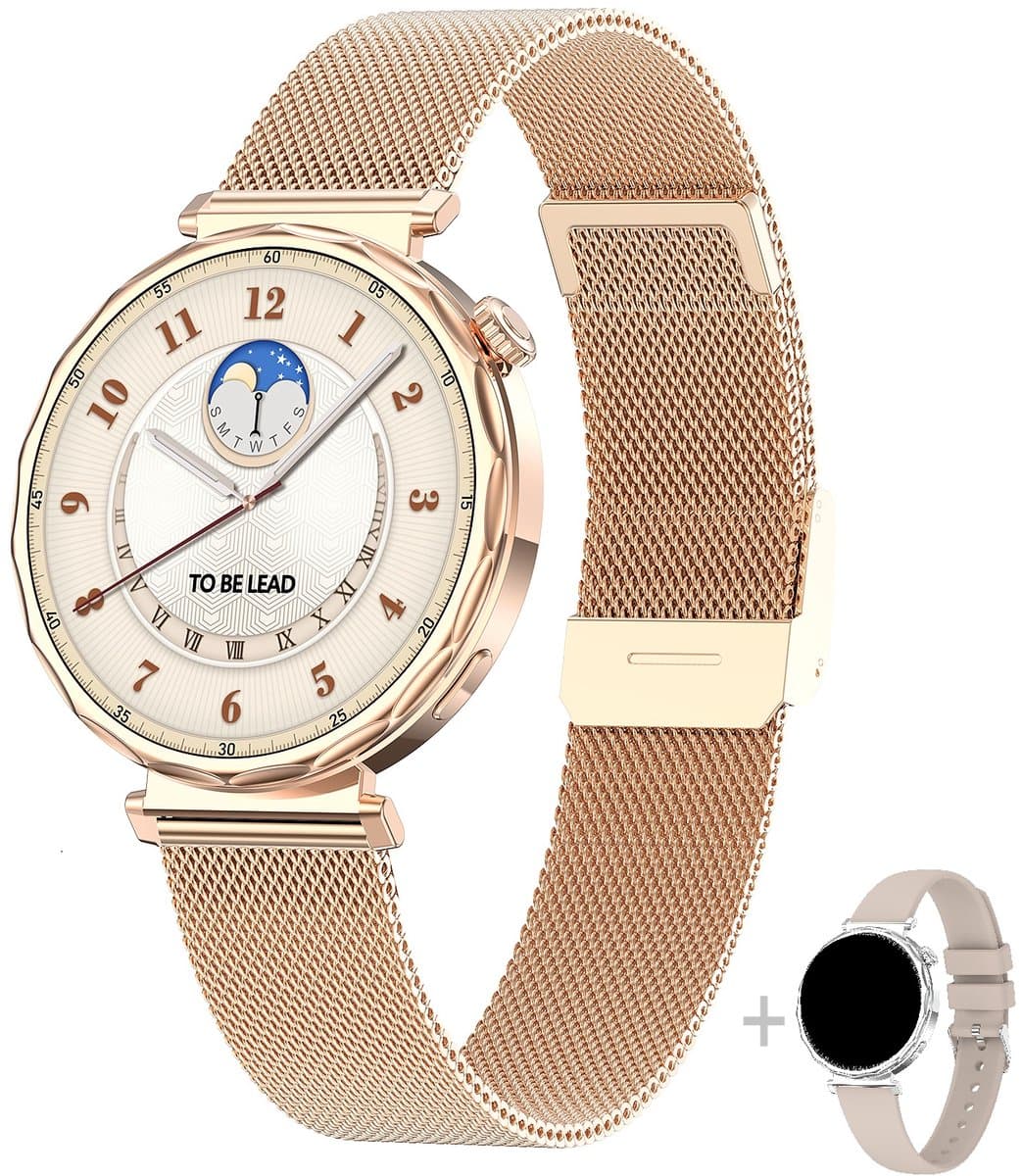 Knobbout 1.6” Scherm Elegant Design Smartwatch met Bluetooth Bellen – AI Spraakassistent - Muziekbediening - Vrouwelijke Gezondheidszorg - Sporttracking- Multifuntioneel Horloge - silicone band — afbeelding 1