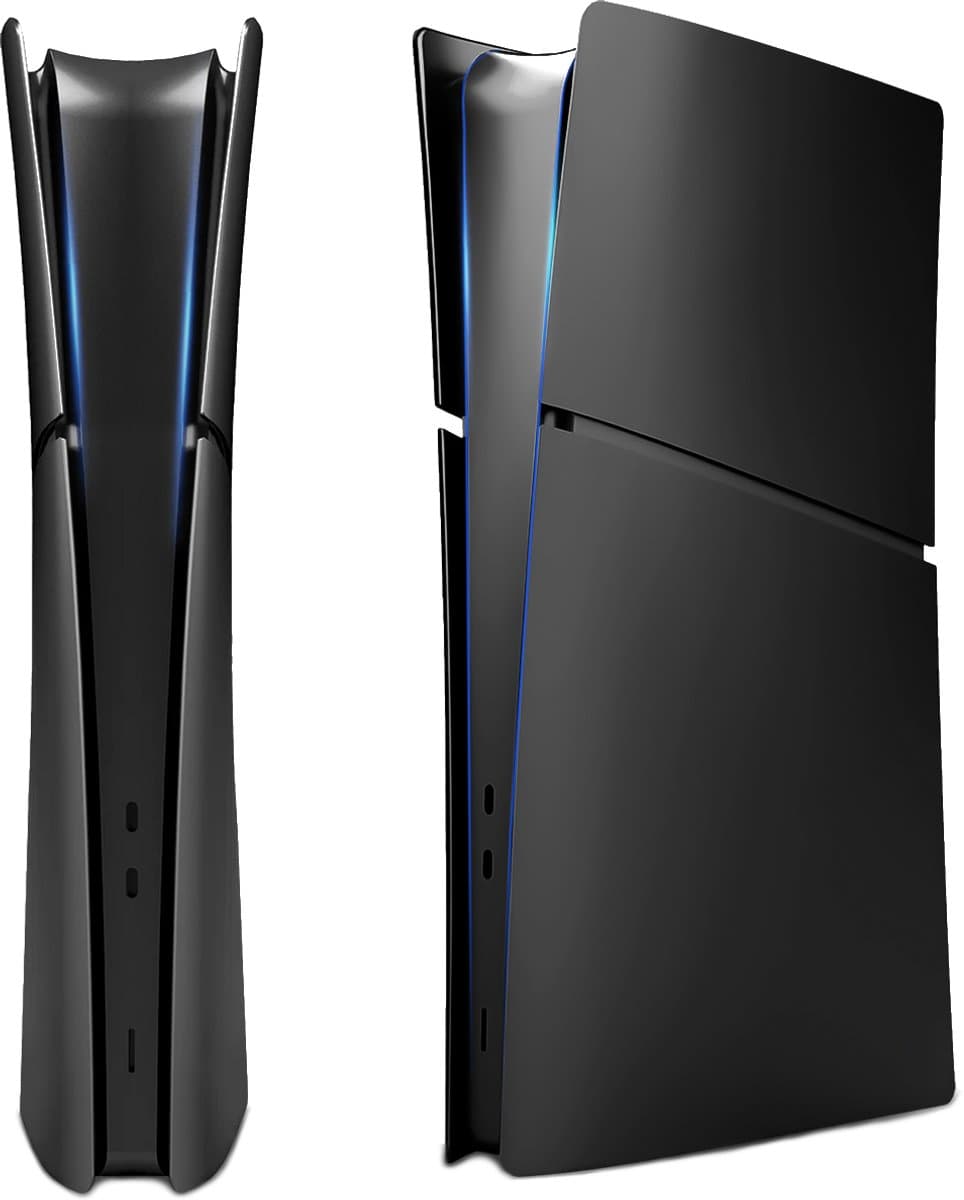 Playstation 5 Slim Faceplates Digital Edition (niet geschikt voor standaard PS5 & PS5 Pro) - Inclusief Mid Skin - Accessoires - Faceplate - Cover - Plate - Skin - Zwart — afbeelding 1