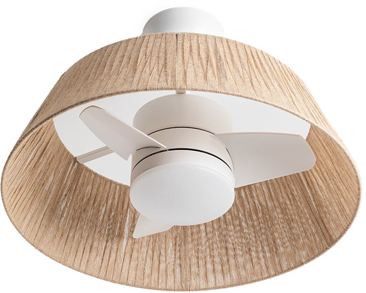 CREATE - Stille plafondventilator 25W Ø60cm met LED-verlichting - Gebroken wit - Ø60cm - Met licht - WIND LAMP NATURAL WOVEN — afbeelding 1