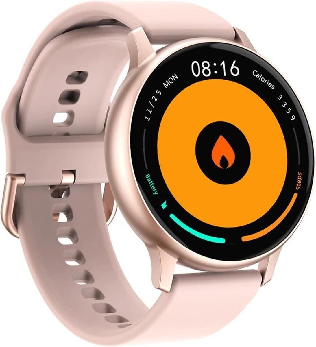 DrPhone DTX Retina Display - SmartWatch - Touch Screen IP67 Waterdicht - Hartslagmeter - Bloeddrukmeter - Siliconen - RoseGoud — afbeelding 1