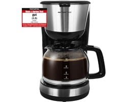 Emerio Koffiezetapparaat met Glazen Kan - 1,25L Filterkoffie - 10 kopjes per keer - Uitneembaar Filter - Non-Drip systeem - 1000W - CME-122933 Zwart