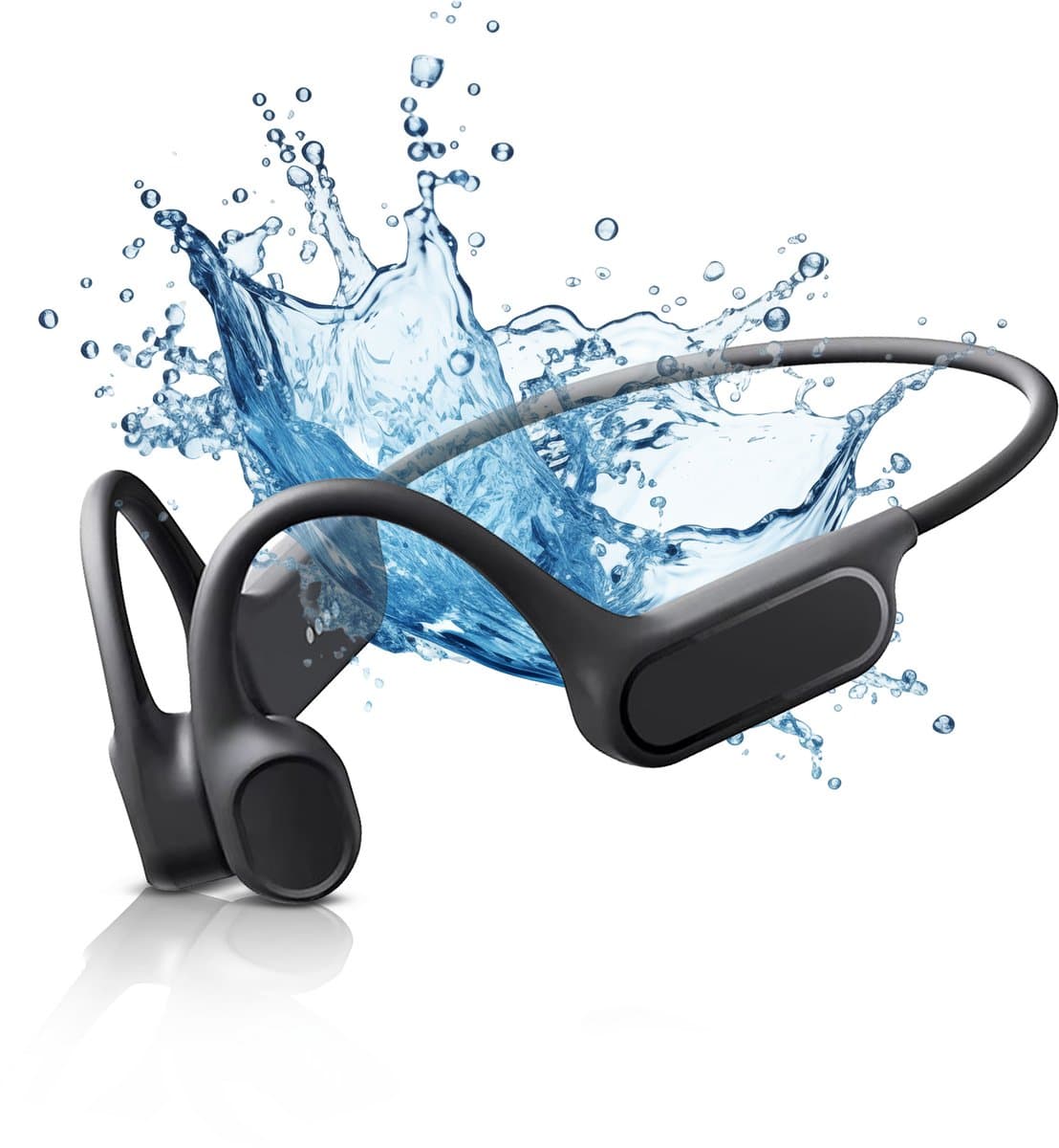 Tech Essentials Marine X9 - Sport oordopjes - Bone Conduction Headphone - Open Ear Oortjes - Draadloze Bluetooth Koptelefoon - Zwemmen - Hardlopen - 32GB Geheugen - IPX8 Waterdicht - Zwart — afbeelding 1
