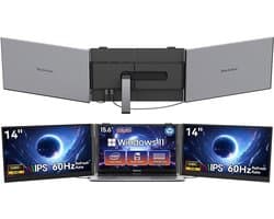 Blackview AceBook 6 Laptop 15,6 inch Full HD - 16 GB RAM - 256 GB + DCM6 14" Draagbare Monitor Combinatiepakket, FHD IPS Scherm, Dual-band WiFi, Plug & Play, Kantoor Efficiëntie Set (Grijs)