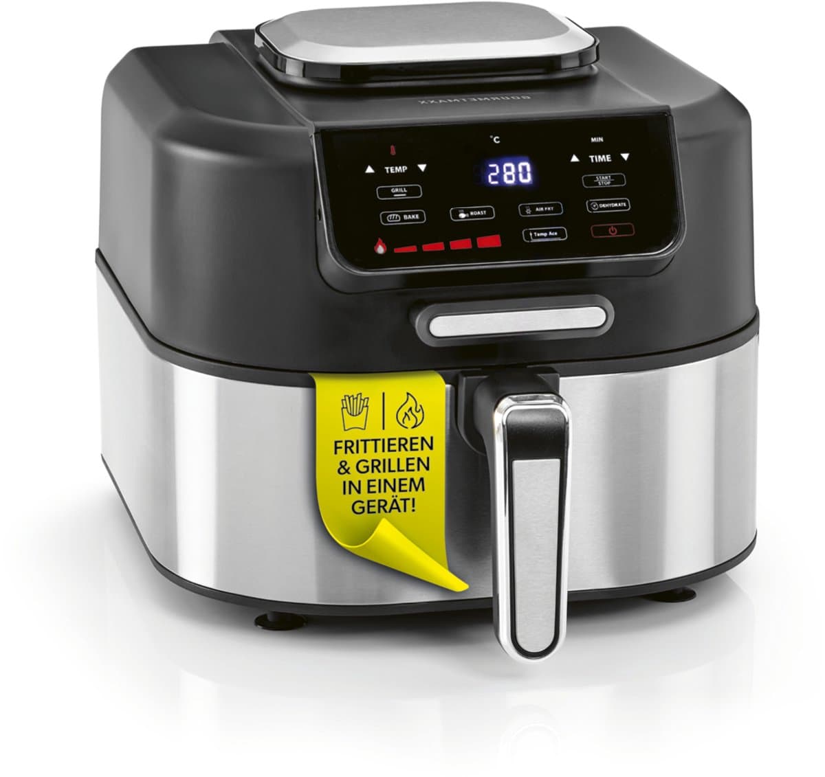 GOURMETmaxx FryBBQ Heteluchtfriteuse 5L – Airfryer met boven- en onderwarmte, 5 Modi inclusief Drogen – 2-in-1 Friteuse en Grill met Gegoten Aluminium Rooster — afbeelding 1