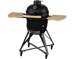 KitchenBrothers Kamado BBQ - 18 Inch Houtskool Barbecue - 38,5⌀ cm - PFAS-vrij - Complete Set - Egg BBQ met Accessoires inclusief Hoes - Vaderdag Cadeau - Zwart