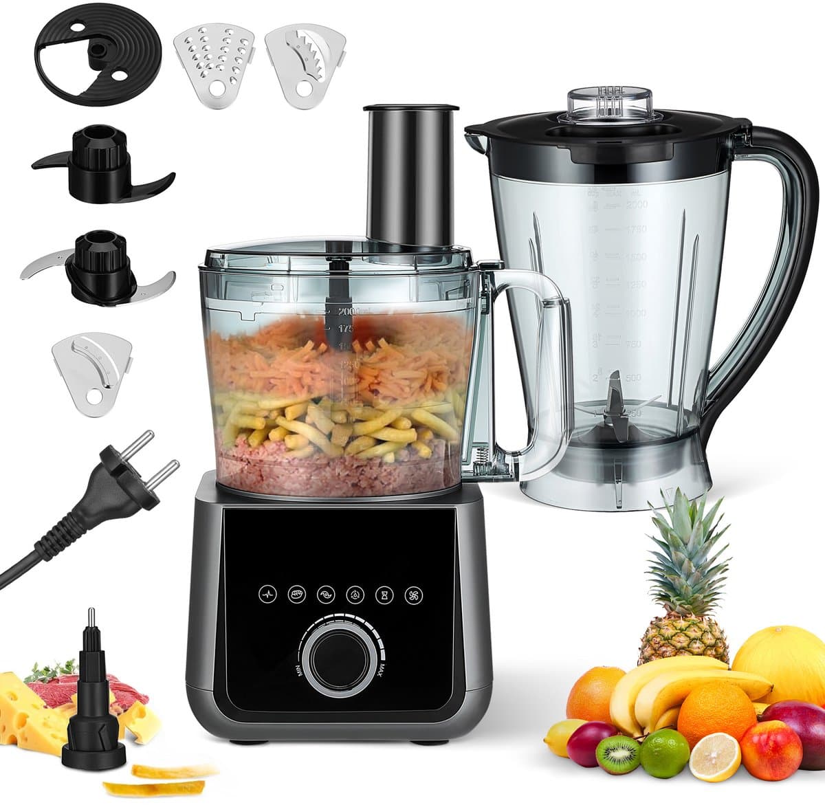 Keukenmachine met 2,5 liter Kom – Professionele Voedselverwerker voor Snijden, Hakken, Pureren & Deeg – Voor Thuis & Horeca – EU-stekker — afbeelding 1