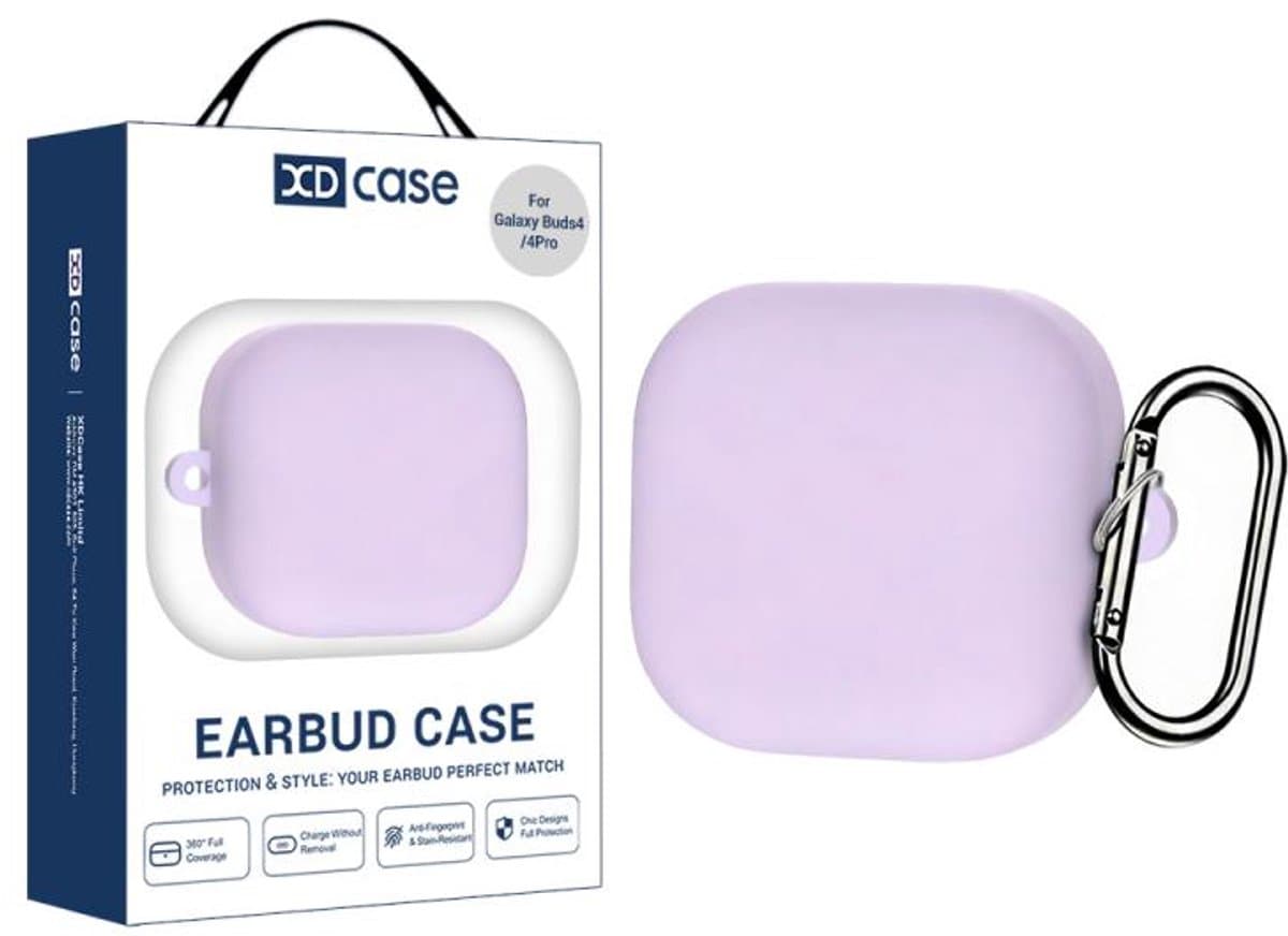 XDcase - hoesje geschikt voor Samsung Galaxy Buds 4 / 4 pro soft case cover - paars - TPU hoesje Beschermhoes - Samsung Galaxy Buds 4 / 4 Pro Cover - Buds4 hoesje - gel hoesje met sleutelhanger — afbeelding 1