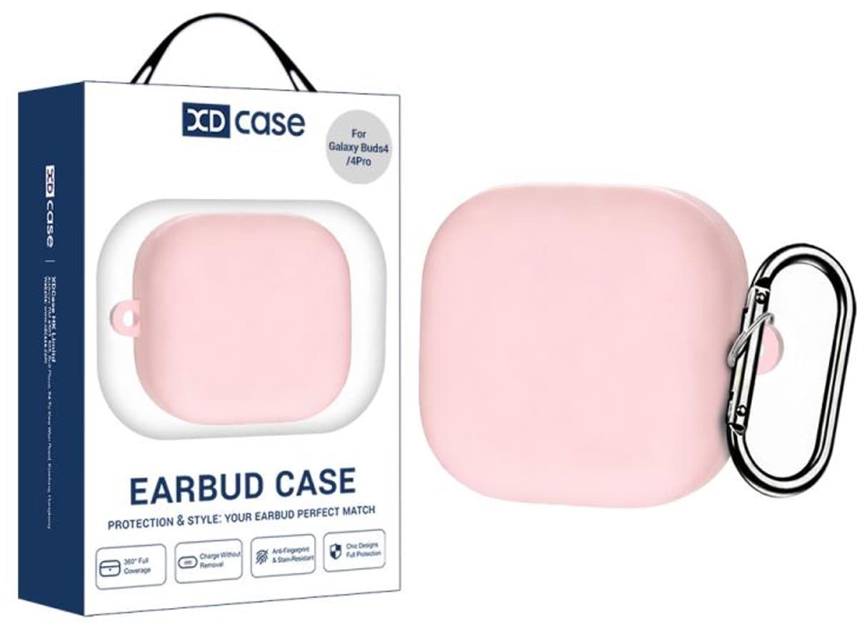 XDcase - hoesje geschikt voor Samsung Galaxy Buds 4 / 4 pro soft case cover - roze - TPU hoesje Beschermhoes - Samsung Galaxy Buds 4 / 4 Pro Cover - Buds4 hoesje - gel hoesje met sleutelhanger — afbeelding 1