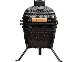 BluMill Kamado BBQ Egg - Kamado 13 Inch - Houtskoolbarbecues - Vaderdag Cadeau - Zwart - Ø 27 cm - Vrijs van PFAS- houdende anti-aanbaklaag - Houtskoolbarbecue Met Thermometer