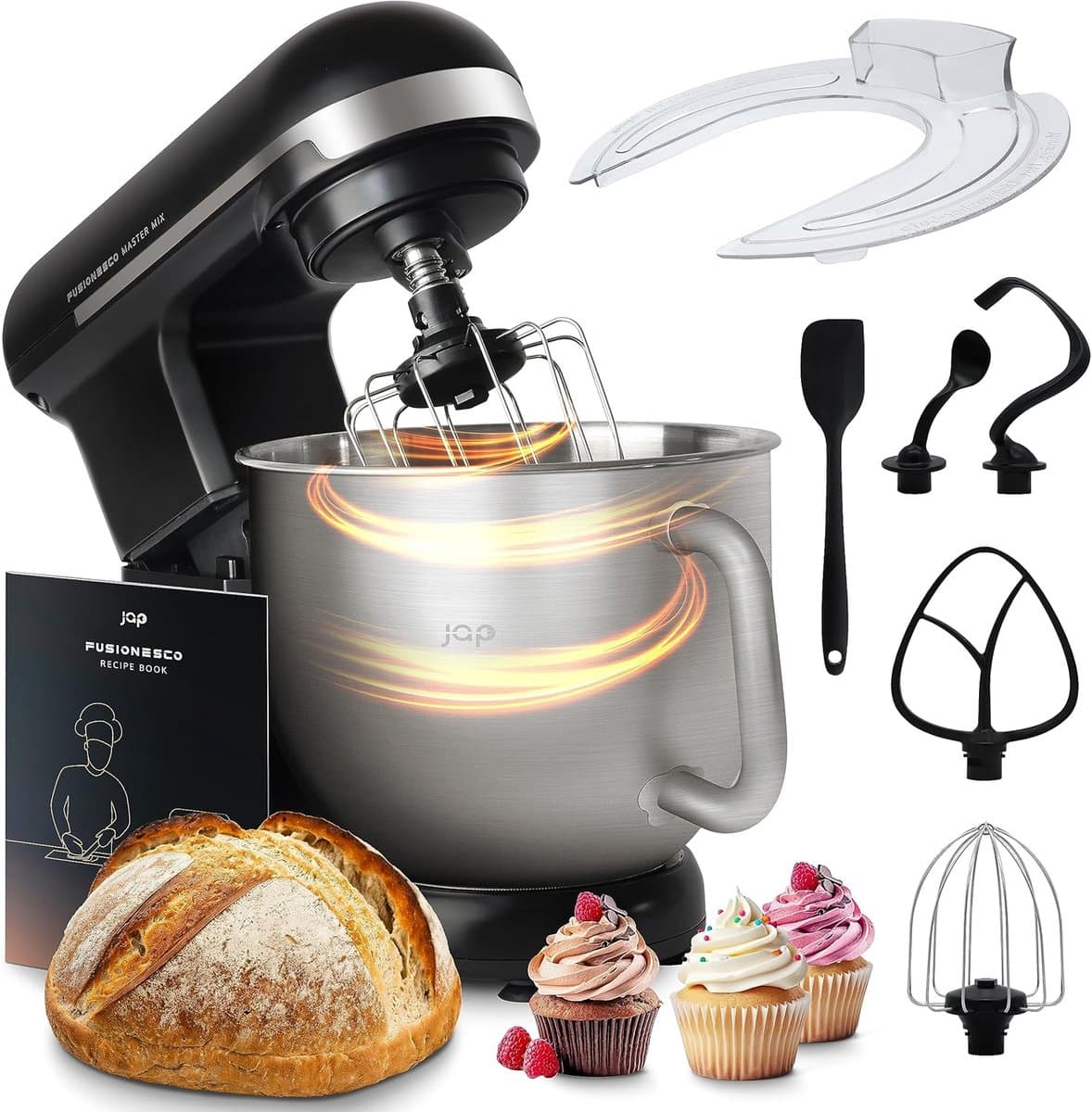 Keukenmachine - Mixer met kom - Bakken en mixen - Duurzame metalen aandrijving - 5.7 Liter kom - Zwart — afbeelding 1