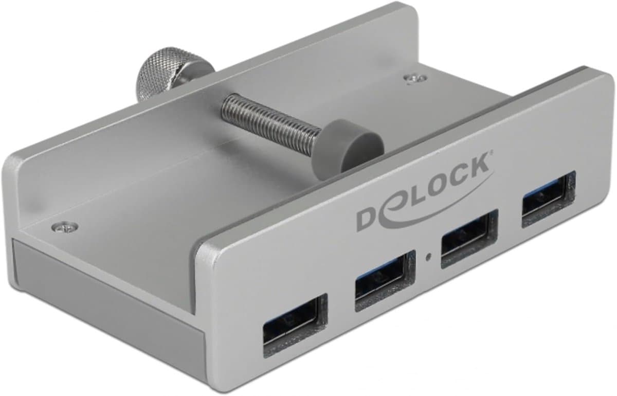 Externe USB Hub - Poorten Uitbreider - Extra Aansluitingen - Bevestigingsmogelijkheid - Zilver — afbeelding 1
