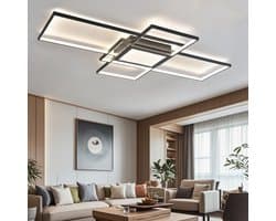 Grote Zwarte LED Plafondlamp Modern met Afstandsbediening voor Woonkamer en Slaapkamer (140CM)