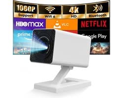 Hotlight Mini Beamer - Home Cinema - Projector - Android 11.0 - WiFi 6 & Bluetooth 5.2 - 4K Beeldkwaliteit - Projector Scherm - Wit