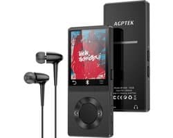 AGPTEK 16GB Bluetooth 4.0 MP3-luidspreker met aanraaktoetsen, metalen muziekspeler voor sport, aparte volume-/vergrendelingsknop, ondersteunt geheugenkaarten tot 128 GB (niet meegeleverd), zwart