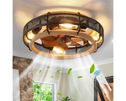 Retro Plafondventilatorlamp - Vintage Kooi Plafondventilator - E27 - Dimbaar - 50 cm - 6 Standen - Keuken Lamp - Woonkamerlamp - Moderne lamp