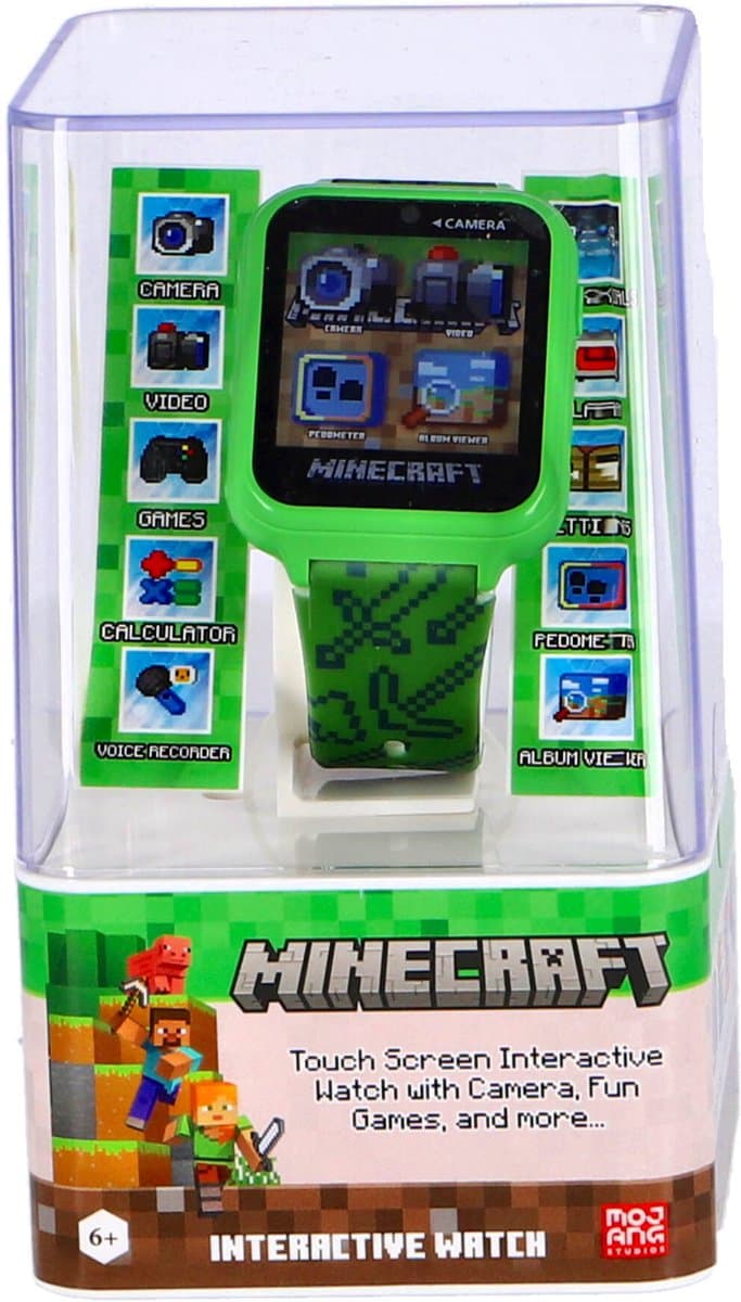 Accutime Minecraft Smartwatch Kinderen - Selfie Camera, Foto & Video - Groen — afbeelding 1