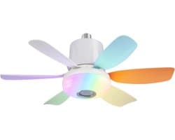 Nivard Plafondventilator - Met Verlichting - Plafond Ventilator - Met Lamp - Plafonniere Met Ventilator - Met Licht - Kleur - 47cm