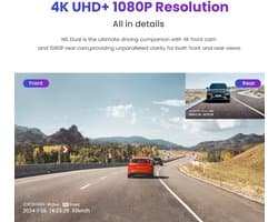 Dashcam voor Auto - WiFi - Super compact - Dashcams - Dubbele camera - FullHD video - met Hw-kit - Zwart