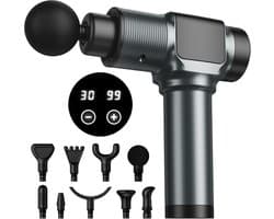 Massagepistool, massagepistool voor diepe weefselmassage voor pijnverlichting, percussieve spiermassagepistool voor atleten, draagbare elektrische rugmassager met 30 snelheidsniveaus en 9 massagekoppen (grijs)