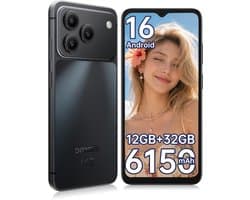 DOOGEE Note 57 Lite Smartphone - 6,56" - Android 16 - 12GB(3+9) RAM - 32GB ROM - 6150 mAh - Lichtgewicht 195 g - Zwart